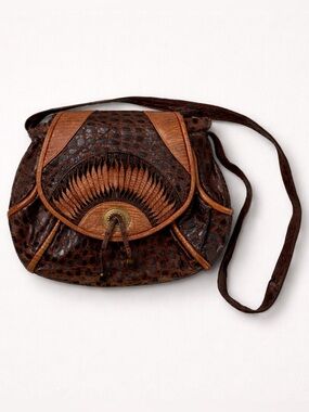 Vintage Noble Handbags Inc Leather Croc Embossed Crossbody Purse